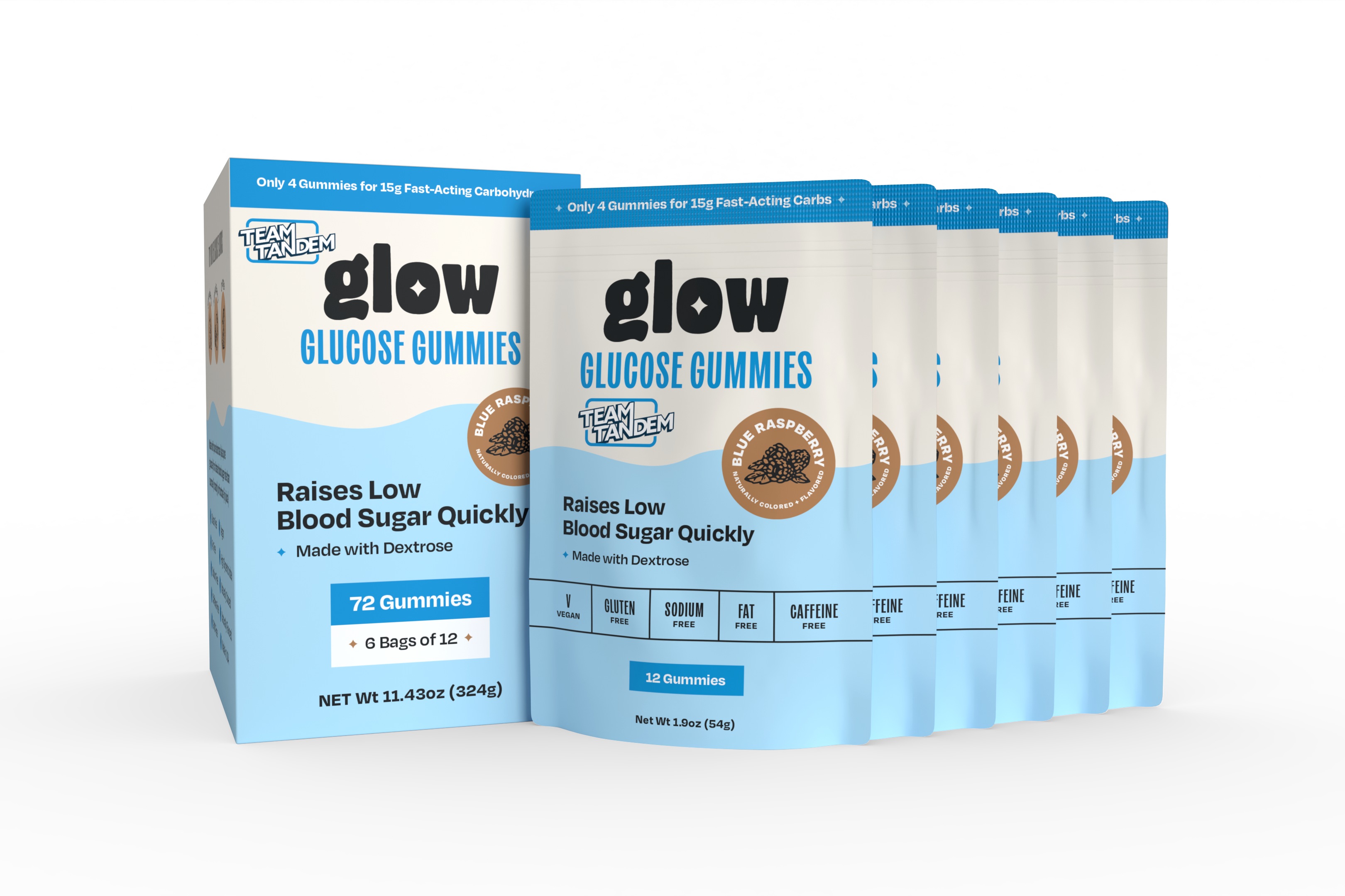 Tru Glow Raspberry Blue Raspberry – Box of 6 Bags – glow