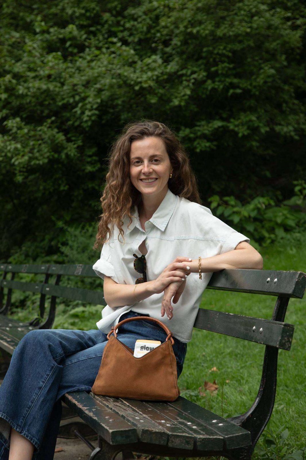 Naomi on a park bench